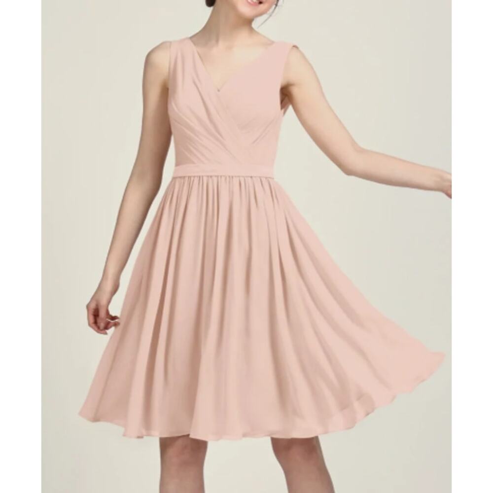 AW BRIDAL sz 12 L pearl pink blush chiffon Vivien bridesmaid party dress NEW B87